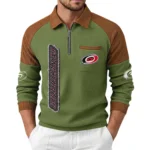Carolina Hurricanes Men's Waffle Knit Contrast Color Half Zip Pullover