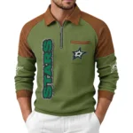 Dallas Stars Men's Waffle Knit Contrast Color Half Zip Pullover