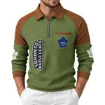 Toronto Maple Leafs Men's Waffle Knit Contrast Color Half Zip Pullover
