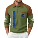 Vancouver Canucks Men's Waffle Knit Contrast Color Half Zip Pullover