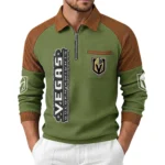 Vegas Golden Knights Men's Waffle Knit Contrast Color Half Zip Pullover