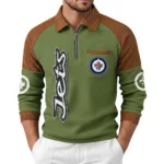 Winnipeg Jets Men's Waffle Knit Contrast Color Half Zip Pullover