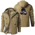 Baltimore Ravens Windproof Fleece Jacket Hooded Custom Name