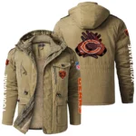 Chicago Bears Windproof Fleece Jacket Hooded Custom Name