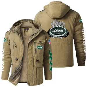 New York Jets Windproof Fleece Jacket Hooded Custom Name