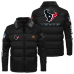 Houston Texans Puffer Jacket Fur Collar Leather Patchwork Custom Name