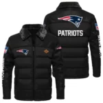 New England Patriots Puffer Jacket Fur Collar Leather Patchwork Custom Name