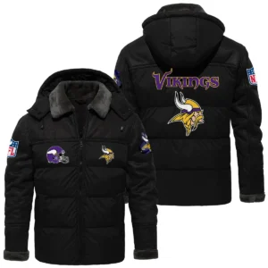 Minnesota Vikings Puffer Jacket Hooded Detachable x PU Leather Custom Name