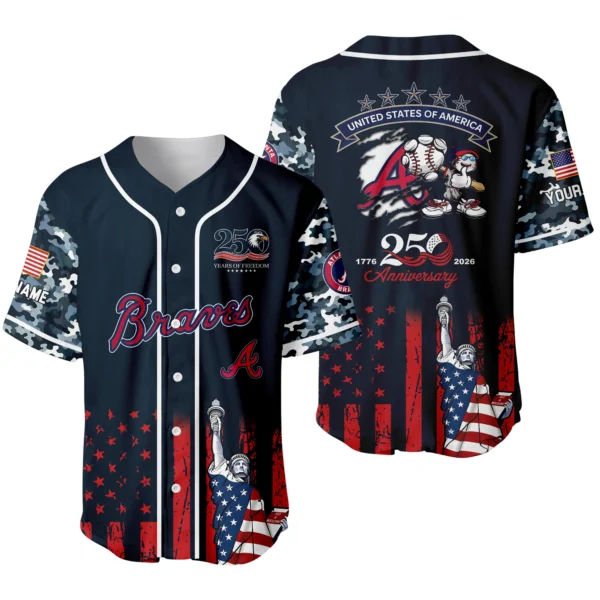 Atlanta Braves x 250th Anniversay Baseball Jersey Limited Edition Premium Short Sleeve Personalize Name