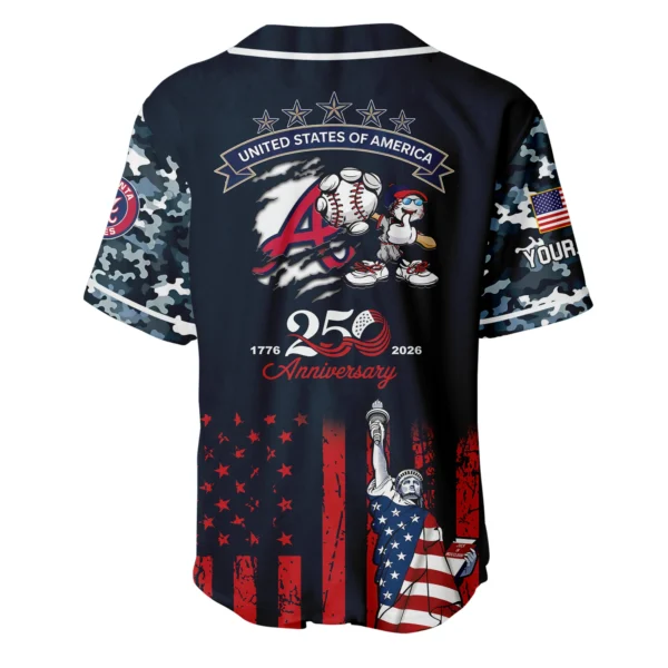 Atlanta Braves x 250th Anniversay Baseball Jersey Limited Edition Premium Short Sleeve Personalize Name