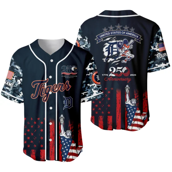 Detroit Tigers x 250th Anniversay Baseball Jersey Limited Edition Premium Short Sleeve Personalize Name