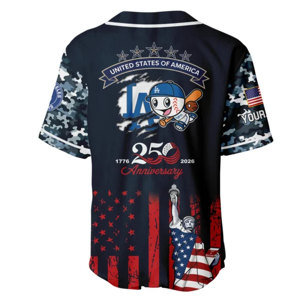 Los Angeles Dodgers x 250th Anniversay Baseball Jersey Limited Edition Premium Short Sleeve Personalize Name