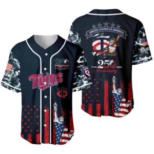 Minnesota Twins x 250th Anniversay Baseball Jersey Limited Edition Premium Short Sleeve Personalize Name