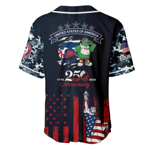 Philadelphia Phillies x 250th Anniversay Baseball Jersey Limited Edition Premium Short Sleeve Personalize Name