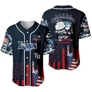 Tampa Bay Rays x 250th Anniversay Baseball Jersey Limited Edition Premium Short Sleeve Personalize Name