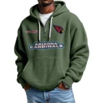 Arizona Cardinals Waffle Knit Hoodie Quarter Zip Personalize Name