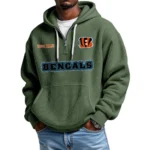 Cincinnati Bengals Waffle Knit Hoodie Quarter Zip Personalize Name