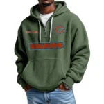 Chicago Bears Waffle Knit Hoodie Quarter Zip Personalize Name