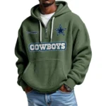 Dallas Cowboys Waffle Knit Hoodie Quarter Zip Personalize Name