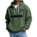 Las Vegas Raiders Waffle Knit Hoodie Quarter Zip Personalize Name
