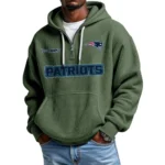 New England Patriots Waffle Knit Hoodie Quarter Zip Personalize Name