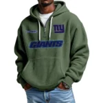 New York Giants Waffle Knit Hoodie Quarter Zip Personalize Name