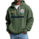 Pittsburgh Steelers Waffle Knit Hoodie Quarter Zip Personalize Name