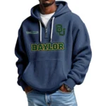 Baylor Bears Men's Quarter Zip Hoodie Waffle Knit Hooded Sweatshirt Personalize Name