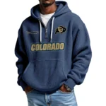 Colorado Buffaloes Men's Quarter Zip Hoodie Waffle Knit Hooded Sweatshirt Personalize Name