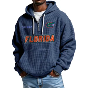 Florida Gators Men's Quarter Zip Hoodie Waffle Knit Hooded Sweatshirt Personalize Name
