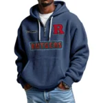 Rutgers Scarlet Knights Men's Quarter Zip Hoodie Waffle Knit Hooded Sweatshirt Personalize Name