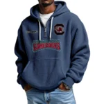 South Carolina Gamecocks Men's Quarter Zip Hoodie Waffle Knit Hooded Sweatshirt Personalize Name