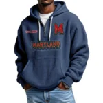 Maryland Terrapins Men's Quarter Zip Hoodie Waffle Knit Hooded Sweatshirt Personalize Name