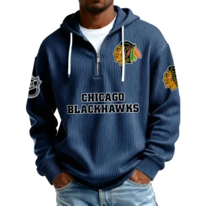 Chicago Blackhawks Men’s Corduroy Quarter Zip Hoodie
