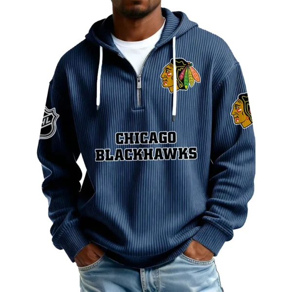 Chicago Blackhawks Men’s Corduroy Quarter Zip Hoodie