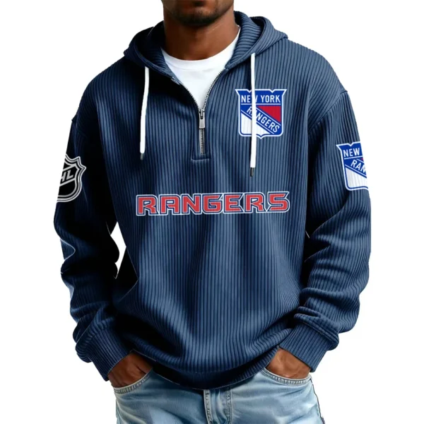 New York Rangers Men’s Corduroy Quarter Zip Hoodie