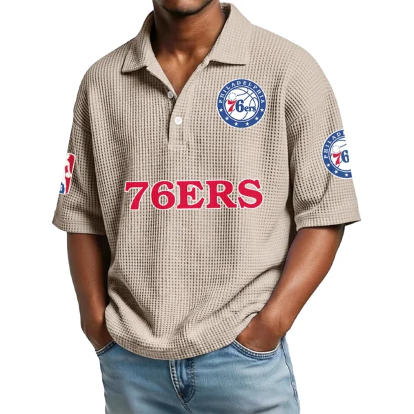 Philadelphia 76ers Waffle Knit Polo Shirt Men’s Personalize Name