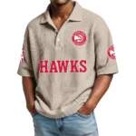 Atlanta Hawks Waffle Knit Polo Shirt Men’s Personalize Name