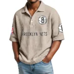 Brooklyn Nets Waffle Knit Polo Shirt Men’s Personalize Name
