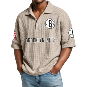 Brooklyn Nets Waffle Knit Polo Shirt Men’s Personalize Name