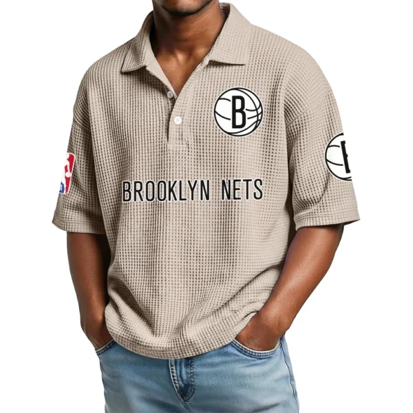 Brooklyn Nets Waffle Knit Polo Shirt Men’s Personalize Name