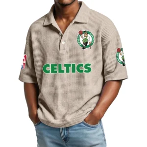 Boston Celtics Waffle Knit Polo Shirt Men’s Personalize Name