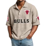Chicago Bulls Waffle Knit Polo Shirt Men’s Personalize Name