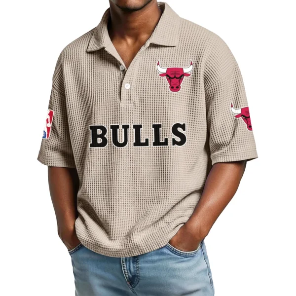 Chicago Bulls Waffle Knit Polo Shirt Men’s Personalize Name