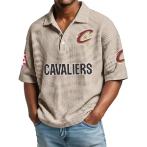 Cleveland Cavaliers Waffle Knit Polo Shirt Men’s Personalize Name