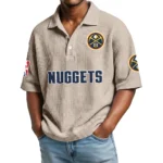 Denver Nuggets Waffle Knit Polo Shirt Men’s Personalize Name