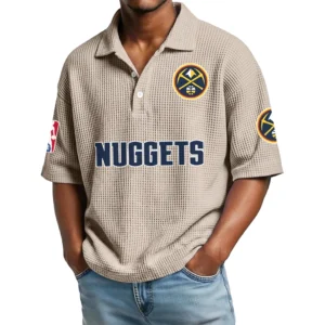 Denver Nuggets Waffle Knit Polo Shirt Men’s Personalize Name