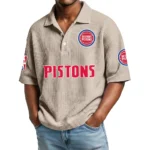 Detroit Pistons Waffle Knit Polo Shirt Men’s Personalize Name
