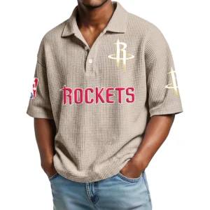 Houston Rockets Waffle Knit Polo Shirt Men’s Personalize Name