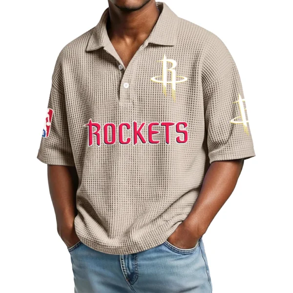Houston Rockets Waffle Knit Polo Shirt Men’s Personalize Name
